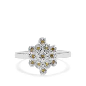 Stříbrný Prsten se Žlutým Diamantem, Velikost: 52-53