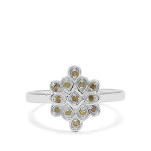 Stříbrný Prsten se Žlutým Diamantem, Velikost: 54-55