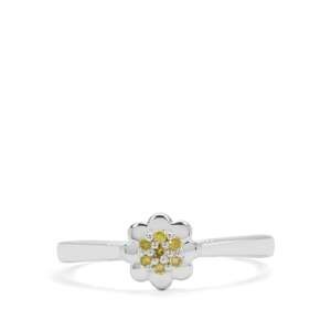 Stříbrný Prsten se Žlutým Diamantem, Velikost: 54-55