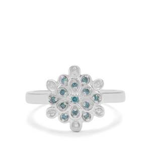 Stříbrný Prsten s Modrým Diamantem, Velikost: 52-53