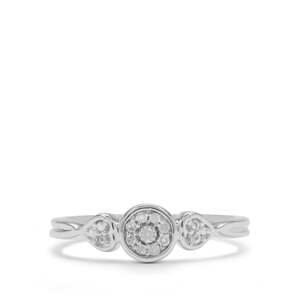 Stříbrný Prsten s Bílým Diamantem, Velikost: 57-56