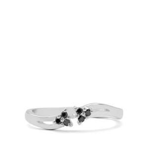 Stříbrný Prsten s Černým Diamantem a Bílým Diamantem, Velikost: 52-53