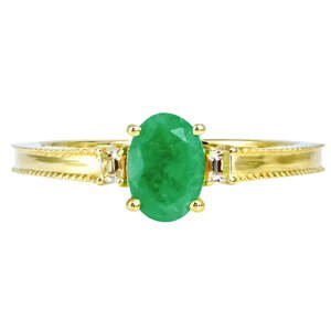 Pozlacený Stříbrný Prsten se Sakotským Smaragdem a Bílým Topazem, Velikost: 59-58