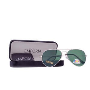 Emporia Italy - série Aviator "ORIGINÁL", polarizované sluneční brýle s UV filtrem, s pevným pouzdrem a čisticím hadříkem, tmavě zelené čočky, obroučk