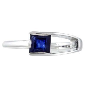 Stříbrný Prsten s Modrým Safírem, Velikost: 54-55