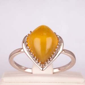 Stříbrný Prsten s Oranžovým Ohnivým Opálem, Velikost: 54-55