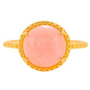 Pozlacený Stříbrný Prsten s Růžovým Opálem, Velikost: 57-56