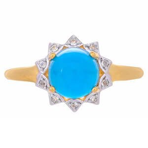 Pozlacený Stříbrný Prsten s Modrým Paraiba Opálem a Bílým Topazem, Velikost: 57-56