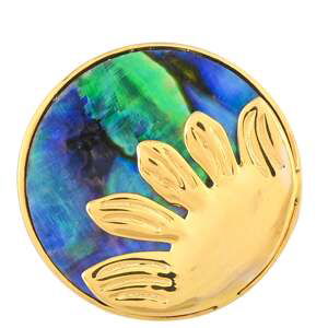 Pozlacený Stříbrný Prsten s Mušlí Abalone, Velikost: 54-55