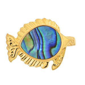 Pozlacený Stříbrný Prsten s Mušlí Abalone, Velikost: 62-63