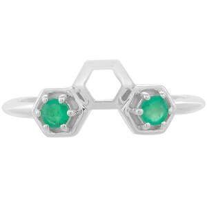 Stříbrný Prsten s Brazilským Smaragdem, Velikost: 57-56