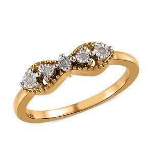 Pozlacený Stříbrný Prsten s Bílým Diamantem, Velikost: 54-55