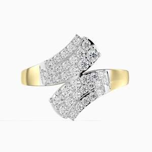 14K Zlatý Prsten s 36 Bílým Diamantem, Velikost: 59-58