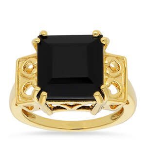Pozlacený Stříbrný Prsten s Černým Onyxem, Velikost: 59-58