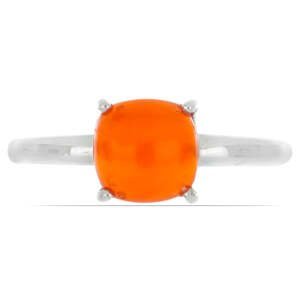 Stříbrný Prsten s Oranžovým Opálem z Lega Dembi, Velikost: 57-56