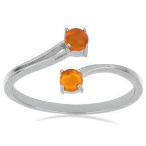 Stříbrný Prsten s Oranžovým Opálem z Lega Dembi, Velikost: 57-56
