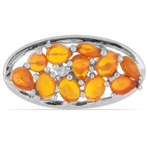 Stříbrný Prsten s Oranžovým Opálem z Lega Dembi, Velikost: 54-55