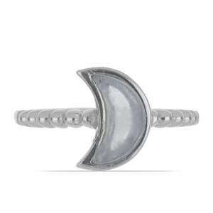 Stříbrný Prsten s Duhovým Měsíčním Kamenem, Velikost: 54-55