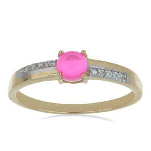 Pozlacený Stříbrný Prsten s Růžovým Opálem z Lega Dembi a Bílým Topazem, Velikost: 57-56