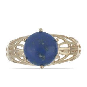 Pozlacený Stříbrný Prsten s Lapisem Lazuli z Badakšanu, Velikost: 57-56