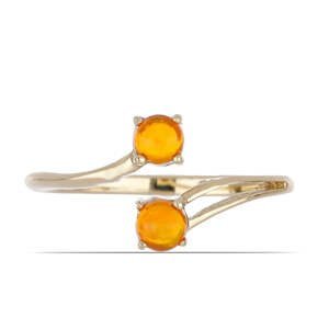 Pozlacený Stříbrný Prsten s Oranžovým Opálem z Lega Dembi, Velikost: 54-55