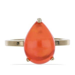 Pozlacený Stříbrný Prsten s Oranžovým Opálem z Lega Dembi, Velikost: 62-63