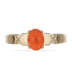 Pozlacený Stříbrný Prsten s Oranžovým Opálem z Lega Dembi, Velikost: 59-58