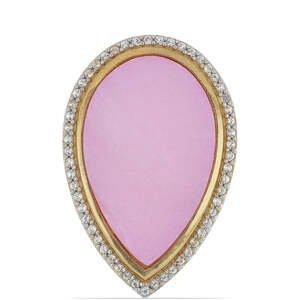 Pozlacený Stříbrný Prsten s Růžovou Perlou a Bílým Topazem, Velikost: 59-58