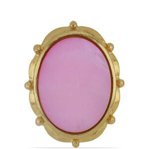 Pozlacený Stříbrný Prsten s Růžovou Perlou, Velikost: 54-55