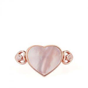 Pozlacený Stříbrný Prsten s Růžovou Perlou a Bílým Topazem, Velikost: 59-58