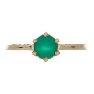 Pozlacený Stříbrný Prsten se Zeleným Achátem, Velikost: 57-56