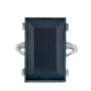 Stříbrný Prsten s Černým Suwarským Onyxem, Velikost: 54-55