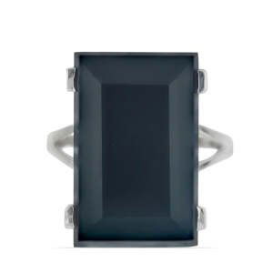 Stříbrný Prsten s Černým Suwarským Onyxem, Velikost: 57-56