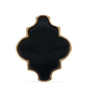 Pozlacený Stříbrný Prsten s Černým Suwarským Onyxem, Velikost: 54-55