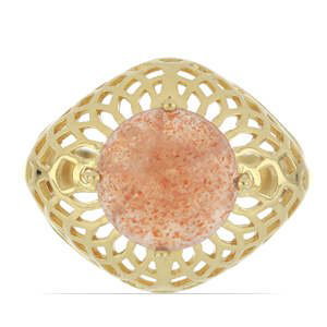 Pozlacený Stříbrný Prsten s Oregonským Slunečním Kamenem, Velikost: 57-56