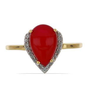 Pozlacený Stříbrný Prsten s Růžovým Onyxem a Bílým Topazem, Velikost: 57-56