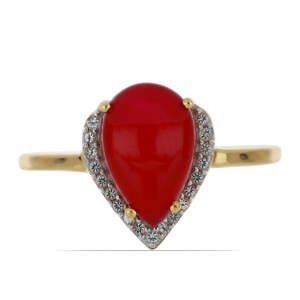 Pozlacený Stříbrný Prsten s Růžovým Onyxem a Bílým Topazem, Velikost: 62-63