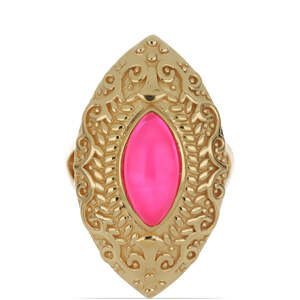 Pozlacený Stříbrný Prsten s Růžovým Opálem z Lega Dembi, Velikost: 59-58