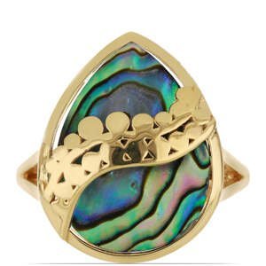 Pozlacený Stříbrný Prsten s Mušlí Paua, Velikost: 54-55