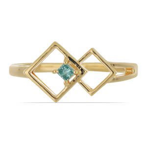 Pozlacený Stříbrný Prsten s Modrým Diamantem, Velikost: 54-55