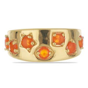 Pozlacený Stříbrný Prsten s Oranžovým Opálem z Lega Dembi, Velikost: 52-53