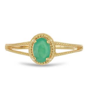 Pozlacený Stříbrný Prsten s Brazilským Smaragdem, Velikost: 57-56