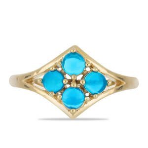 Pozlacený Stříbrný Prsten s Modrým Etiopským Opálem z Lega Dembi, Velikost: 57-56
