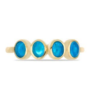 Pozlacený Stříbrný Prsten s Modrým Etiopským Opálem z Lega Dembi, Velikost: 59-58