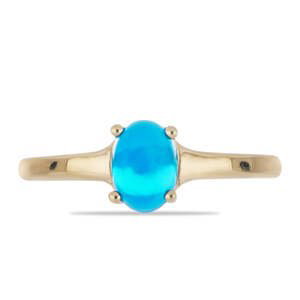 Pozlacený Stříbrný Prsten s Modrým Etiopským Opálem z Lega Dembi, Velikost: 59-58