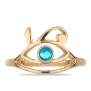 Pozlacený Stříbrný Prsten s Modrým Etiopským Opálem z Lega Dembi, Velikost: 54-55