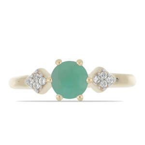 Pozlacený Stříbrný Prsten s Brazilským Smaragdem a Bílým Topazem, Velikost: 57-56