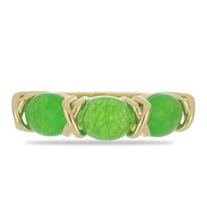 Pozlacený Stříbrný Prsten se Zeleným Jadeitem, Velikost: 54-55