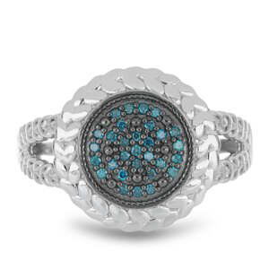 Stříbrný Prsten s Modrým Diamantem, Velikost: 57-56