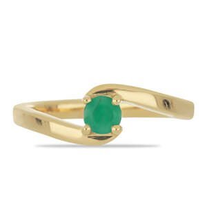 Pozlacený Stříbrný Prsten s Brazilským Smaragdem, Velikost: 59-58
